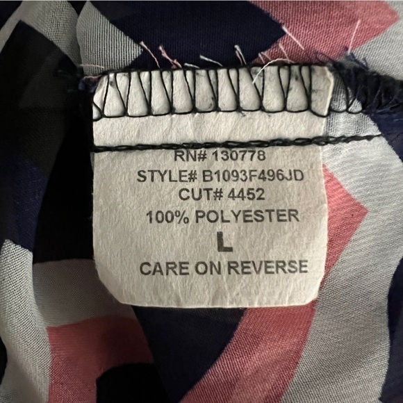 Living Doll Blouse Semi Sheer Women's Large Chevron Pattern 3/4 Sleeves V-Neck - Picture 7 of 10